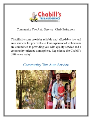 Community Tire Auto Service  Chabillstire
