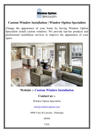 custom window installation window option