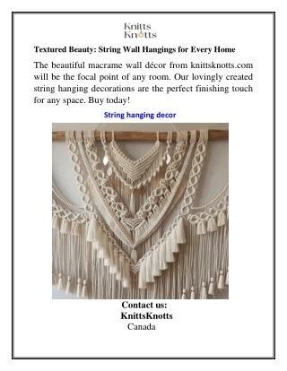 Textured Beauty String Wall Hangings for Every Home