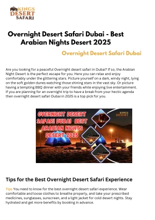 Overnight Desert Safari Dubai