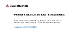 summer bucket list for kids bucketmatch ai