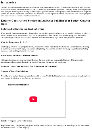 Exterior Construction Services in Lubbock: Building Your Perfect Outdoor Oasis