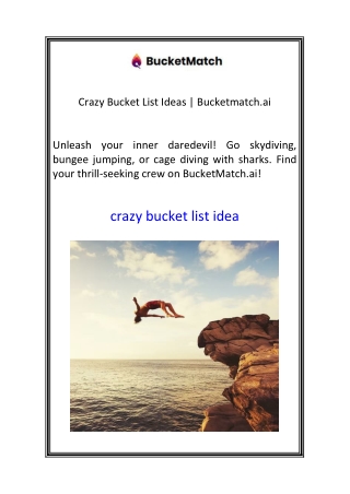 crazy bucket list ideas bucketmatch ai