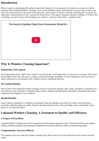 Lakeland Window Cleaning: A Testament to Quality and Efficiency
