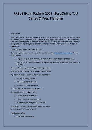 rrb je exam pattern 2025 best online test series