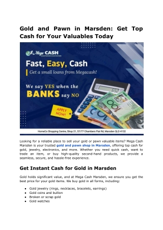 gold and pawn in marsden get top cash for your