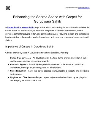Carpets for Gurudwara Sahib