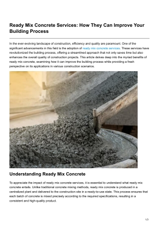 ready mix concrete services how they can improve