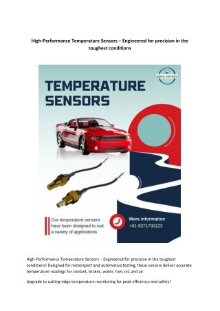 high performance temperature sensors engineered