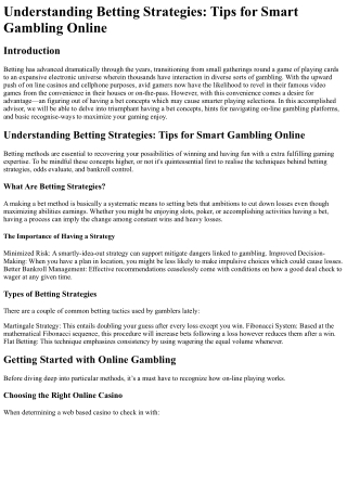 Understanding Betting Strategies Tips for Smart Gambling Online