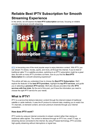 reliable best iptv subscription for smooth