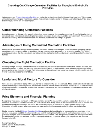 Exploring Chicago Cremation Facilities for Thoughtful End-of-Life Solutions