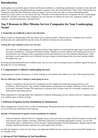 Top 5 Reasons to Hire Mission Service Companies for Your Landscaping Needs!
