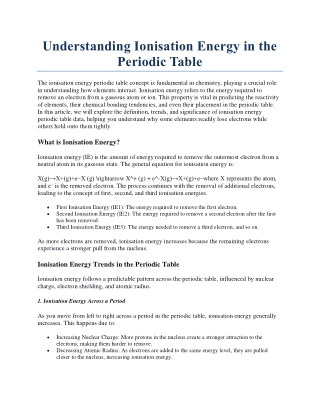 Understanding Ionisation Energy in the Periodic Table