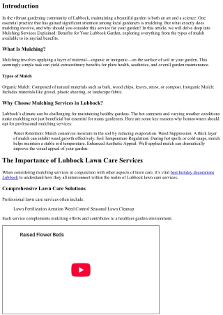 Mulching Services Explained: Benefits for Your Lubbock Garden