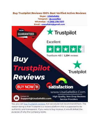 Buy Trustpilot Reviews100 Best Verified Active Reviews