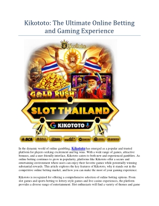 kikototo the ultimate online betting and gaming