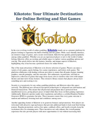 kikototo your ultimate destination for online