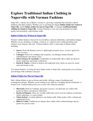 Explore Traditional Indian Clothing in Naperville