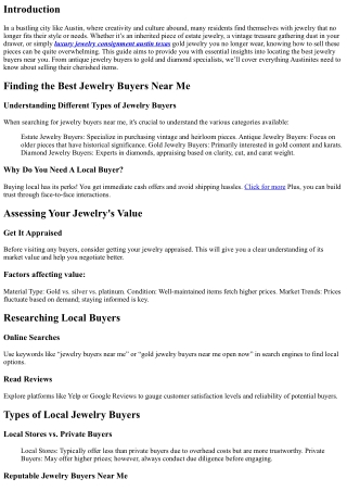 Finding the Best Jewelry Buyers Near Me: A Complete Guide for Austinites