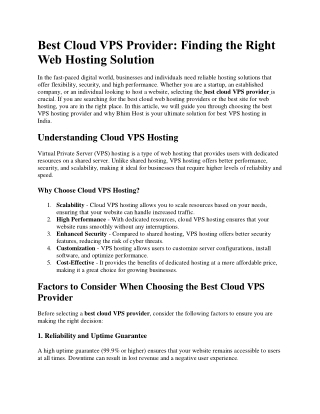 best cloud vps provider finding the right