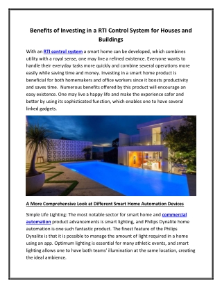 Benefits of Investing in a RTI Control System for Houses and Buildings