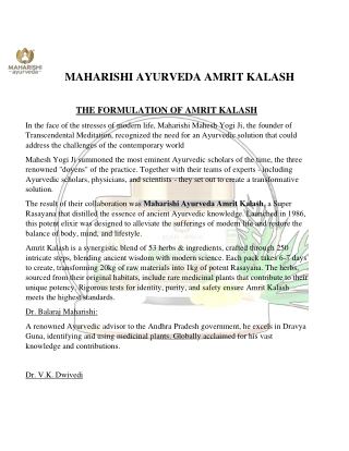 MAHARISHI AYURVEDA AMRIT KALASH