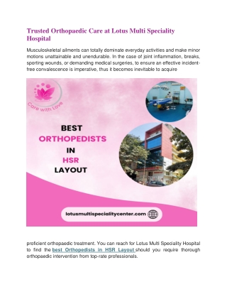 Trusted Orthopaedic Care at Lotus Multi Speciality Hospital 2