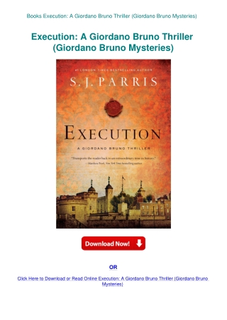 Books Execution A Giordano Bruno Thriller (Giordano Bruno Mysteries)