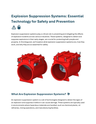 explosion suppression systems essential