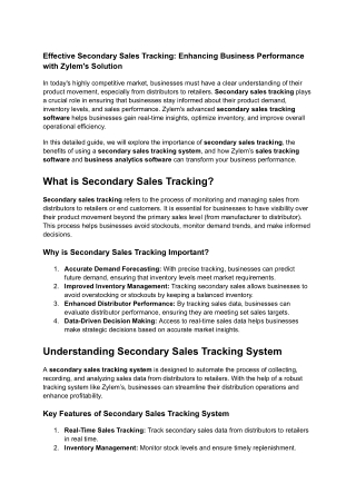 effective secondary sales tracking enhancing