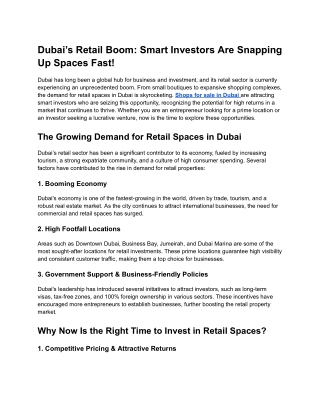 Dubai’s Retail Boom_ Smart Investors Are Snapping Up Spaces Fast!