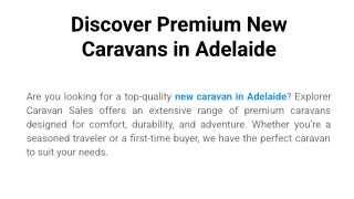 Discover Premium New Caravans in Adelaide