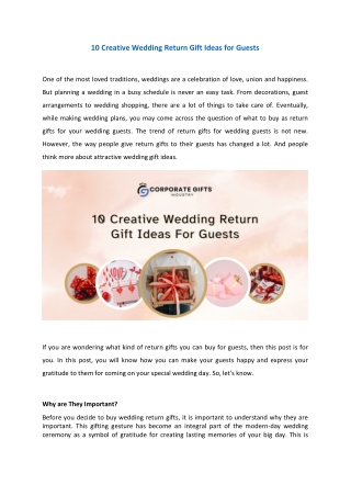 10 Creative Wedding Return Gift Ideas for Guests