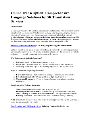 online transcription comprehensive language