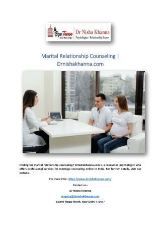 Marital Relationship Counseling | Drnishakhanna.com