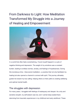 From Darkness to Light_ How Meditation Transformed My Struggle into a Journey of Healing and Empowerment