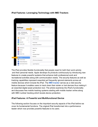 iPad Features Leveraging Technology with IMEI Trackers