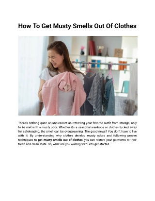 How To Get Musty Smells Out Of Clothes