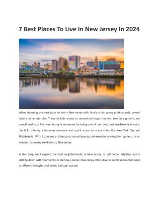 7 Best Places To Live In New Jersey In 2024