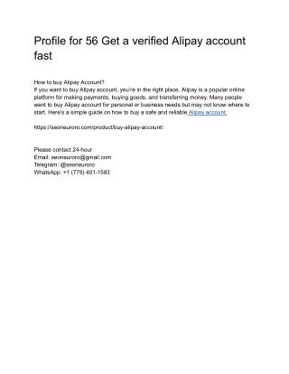 Profile for 56 Get a verified Alipay account fast