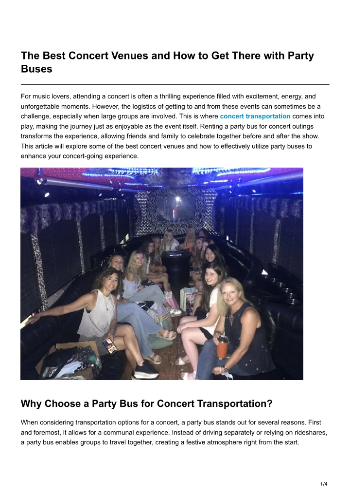 PPT - The Best Concert Venues and How to Get There with Party Buses ...