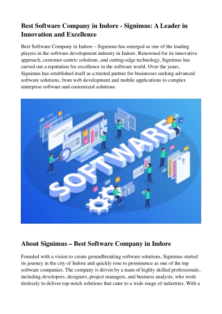 Best Software Company in Indore - Signimus- A Leader in Innovation and Excellence