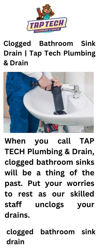Clogged Bathroom Sink Drain  Tap Tech Plumbing & Drain