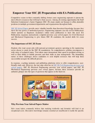 Empower Your SSC JE Preparation with EA Publications