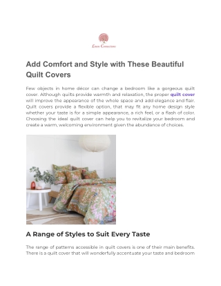 Add Comfort and Style with These Beautiful Quilt Covers