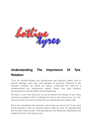 Understanding The Importance Of Tyre Rotation