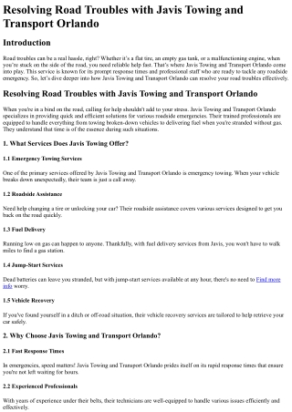 resolving road troubles with javis towing