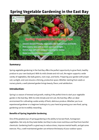 Spring Vegetable Gardening in the East Bay