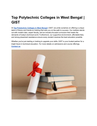 top polytechnic colleges in west bengal gist